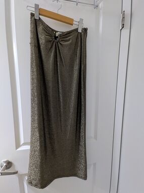Charlie Holiday Metallic Gold And Black Maxi Skirt